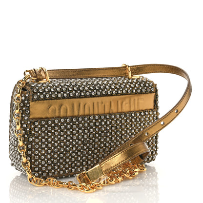 Christian Dior Calfskin Strass Embroidered Small Caro Bag Gold 3 of 9