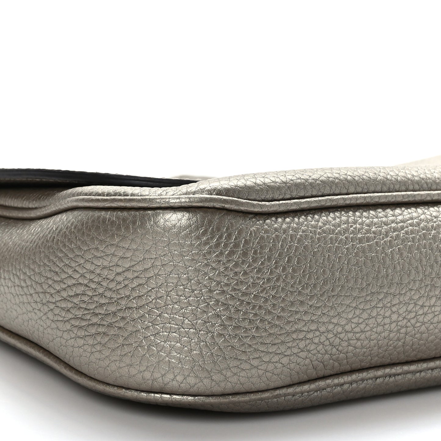 Metallic Pebbled Calfskin Medium Soho Flap Crossbody Golden Beige