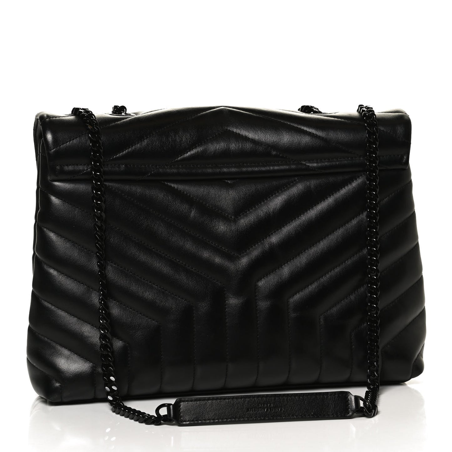 Calfskin Y Quilted Monogram Medium Loulou Chain Satchel Black