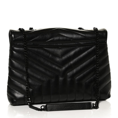 Saint Laurent Calfskin Y Quilted Monogram Medium Loulou Chain Satchel Black 3 of 12