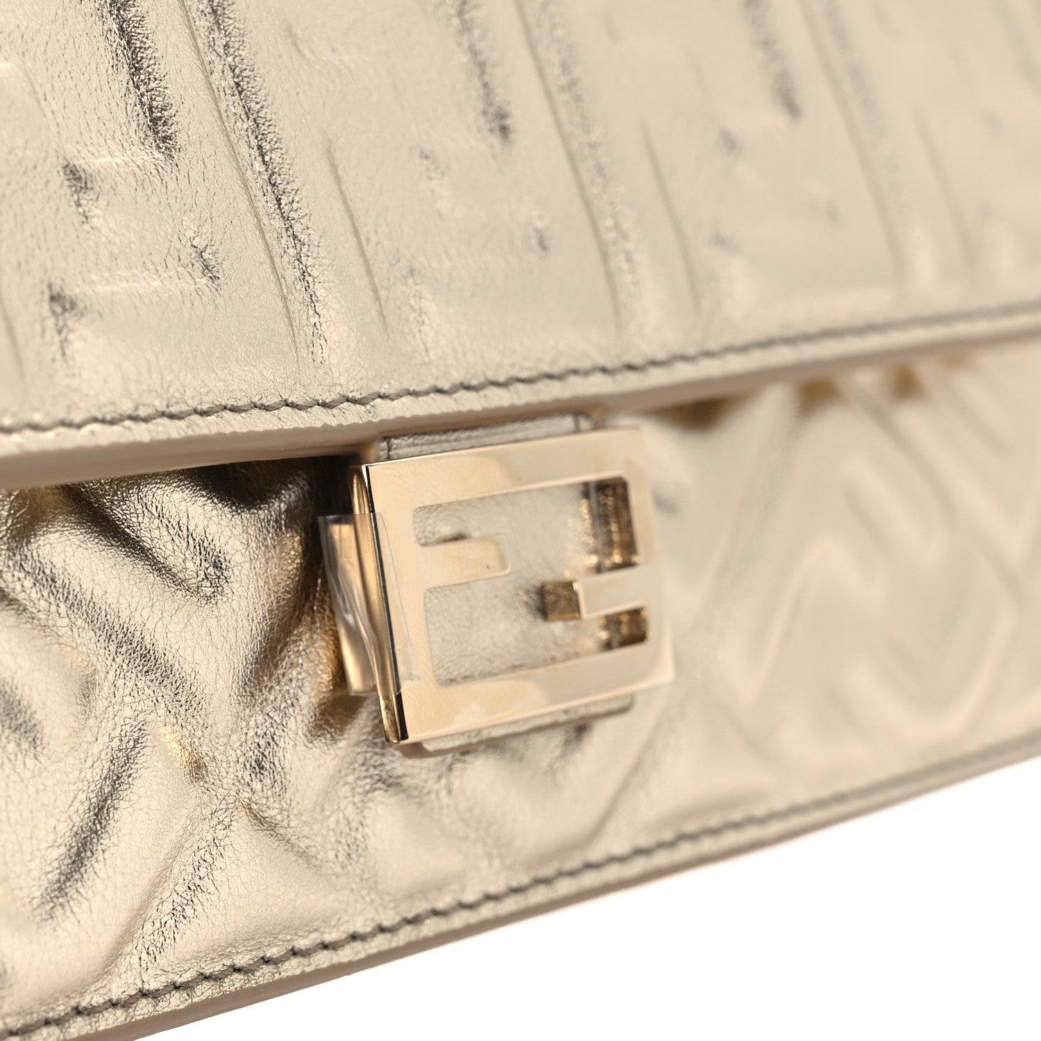 Fendi Metallic Nappa Matisse FF Embossed Wallet On Chain Platino 13 of 13