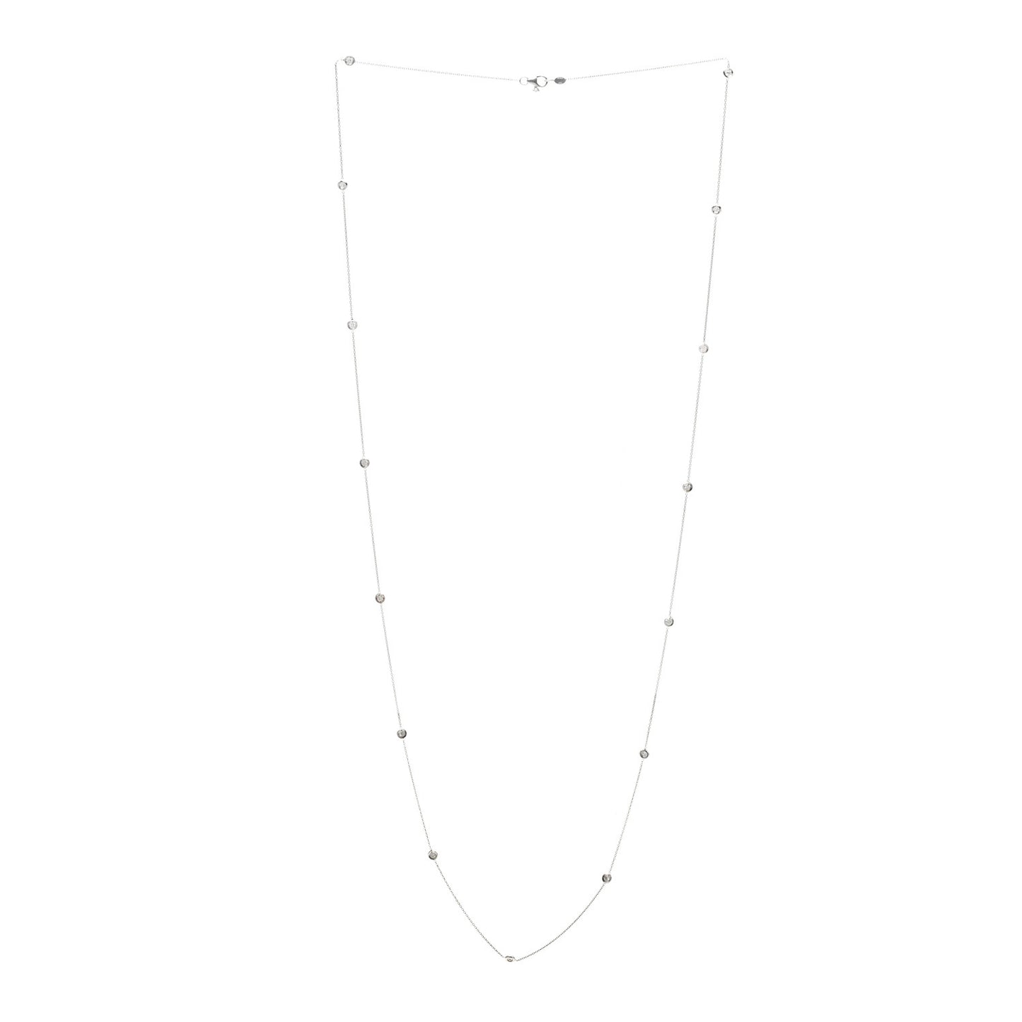 18K White Gold Diamond .70ctw Diamonds By The Inch Fifteen Station Necklace