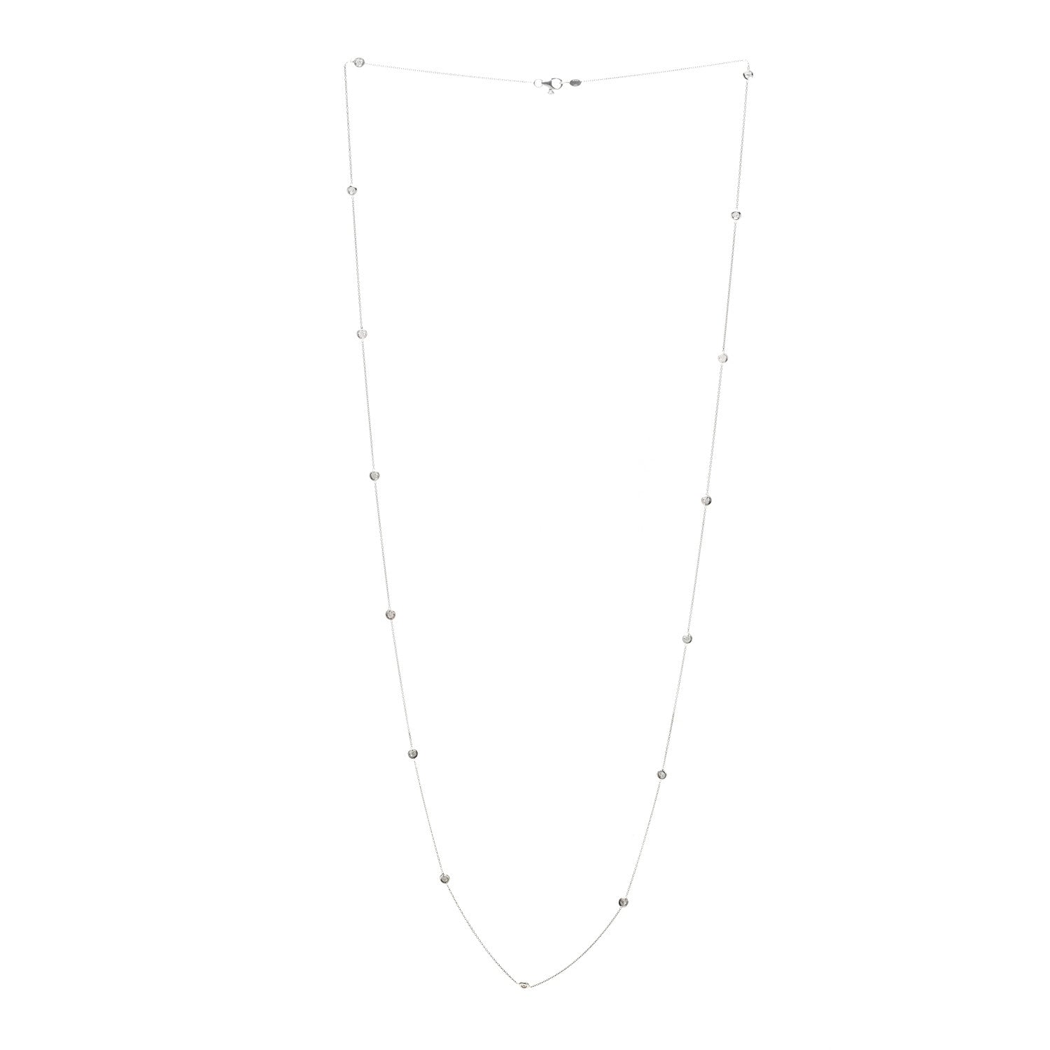 Roberto Coin 18K White Gold Diamond .70ctw Diamonds By The Inch Fifteen Station Necklace 3 of 5