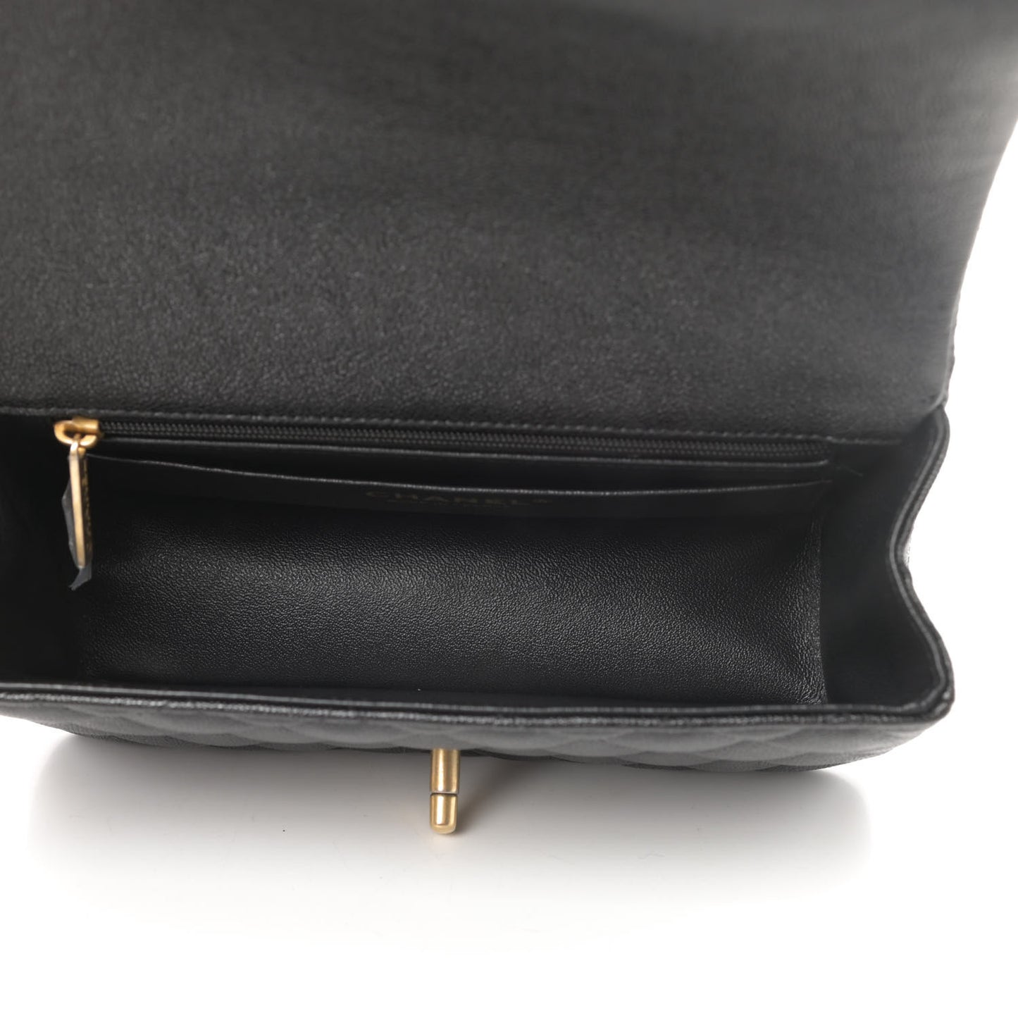 Caviar Quilted Mini Top Handle Rectangular Flap Black