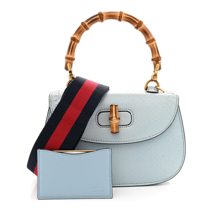 Gucci Snakeskin Small Bamboo 1947 Top Handle Bag Light Blue 3 of 14