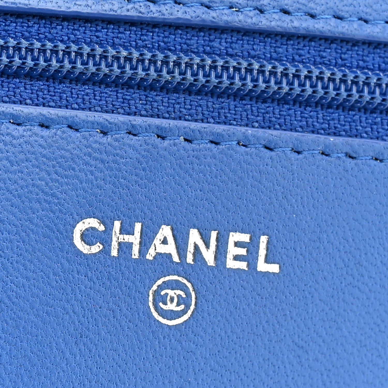 Chanel Lambskin Quilted Wallet On Chain WOC Blue 6 of 11