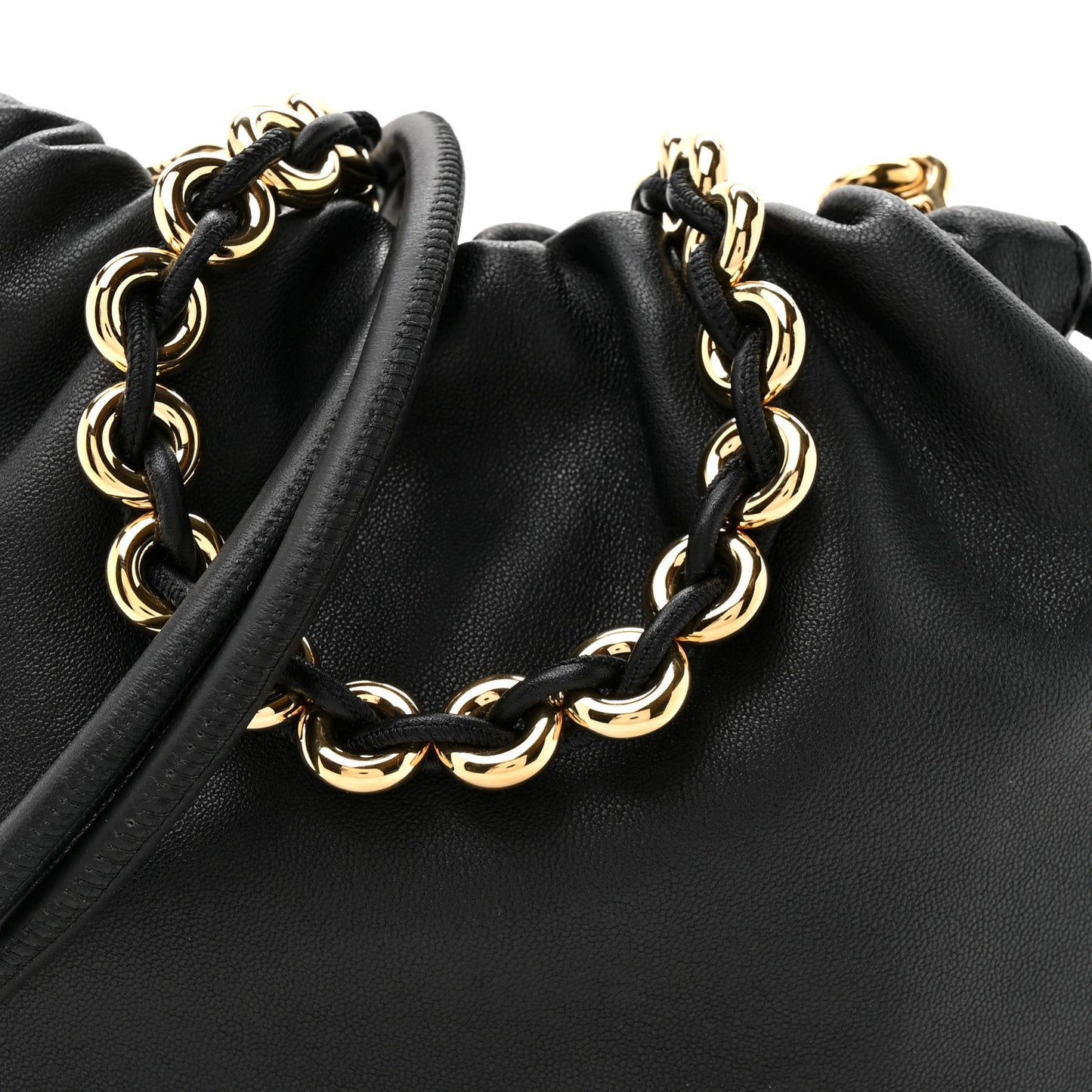 Mellow Nappa Donut Chain Mini Flamenco Knot Clutch Black