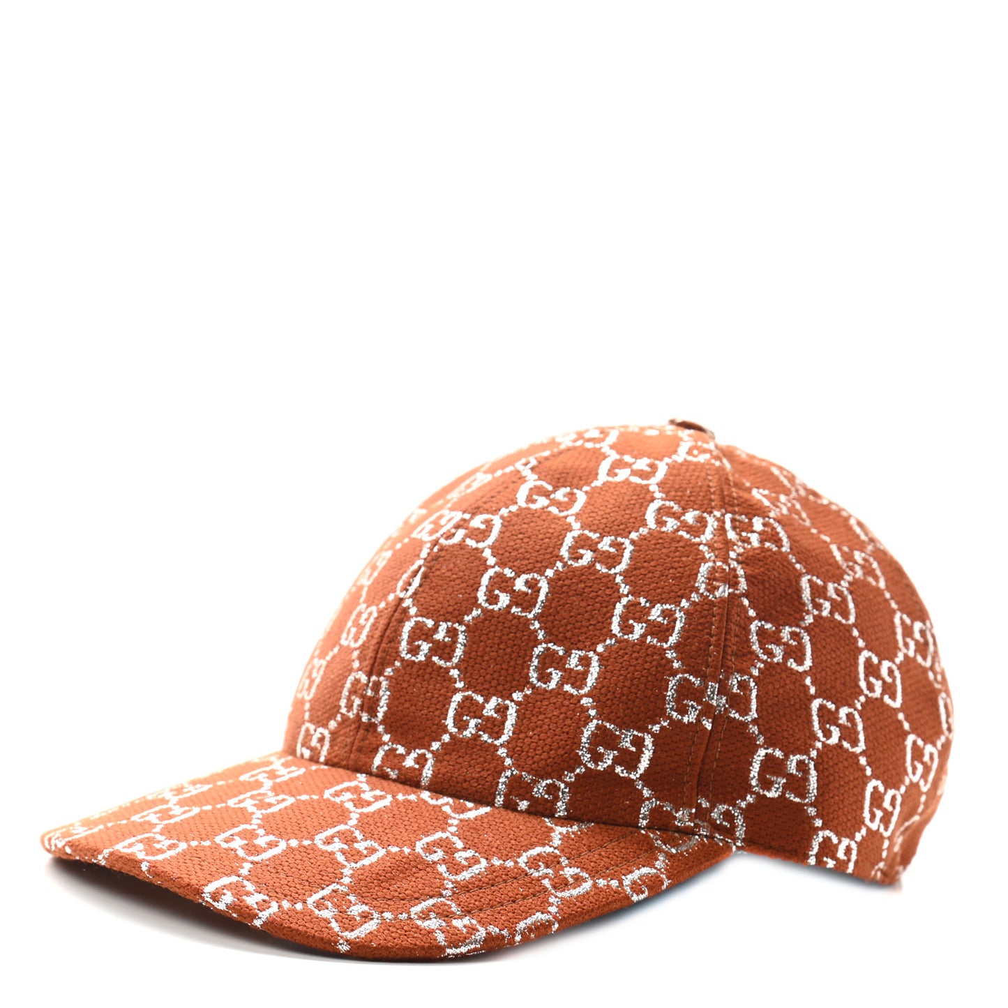 Canvas Lame GG Monogram Rush Baseball Hat M Burnt Orange Silver