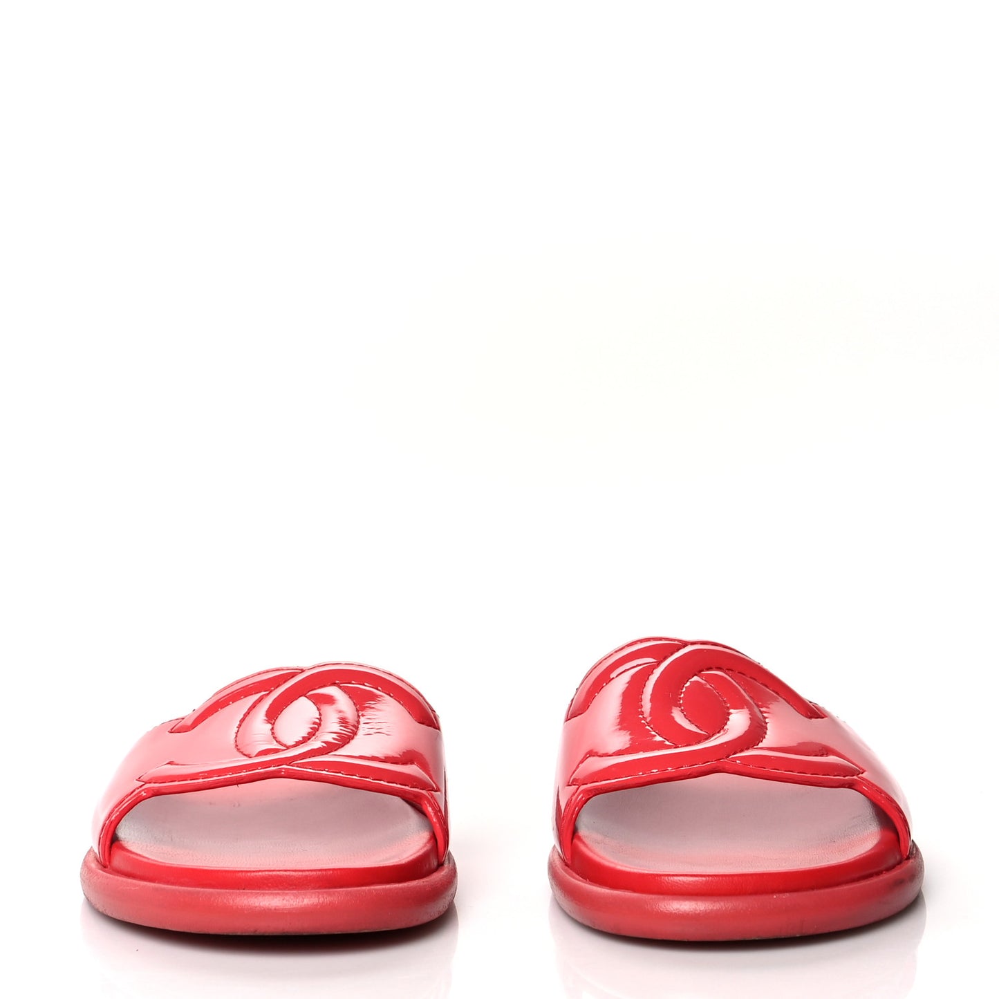 Patent CC Slide Sandals 40 Red