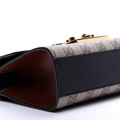 Gucci GG Supreme Monogram Calfskin Small Padlock Shoulder Bag Beige Black Cuir 6 of 13