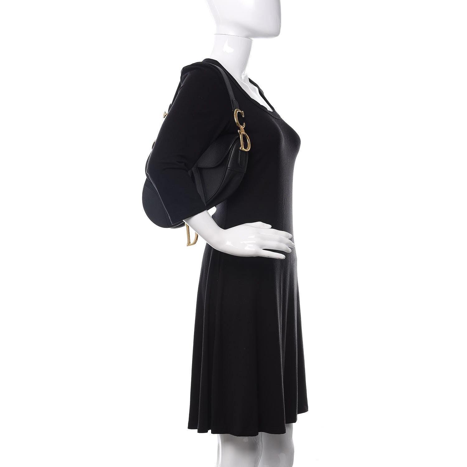 Christian Dior Grained Calfskin Saddle Bag Black 2 of 10