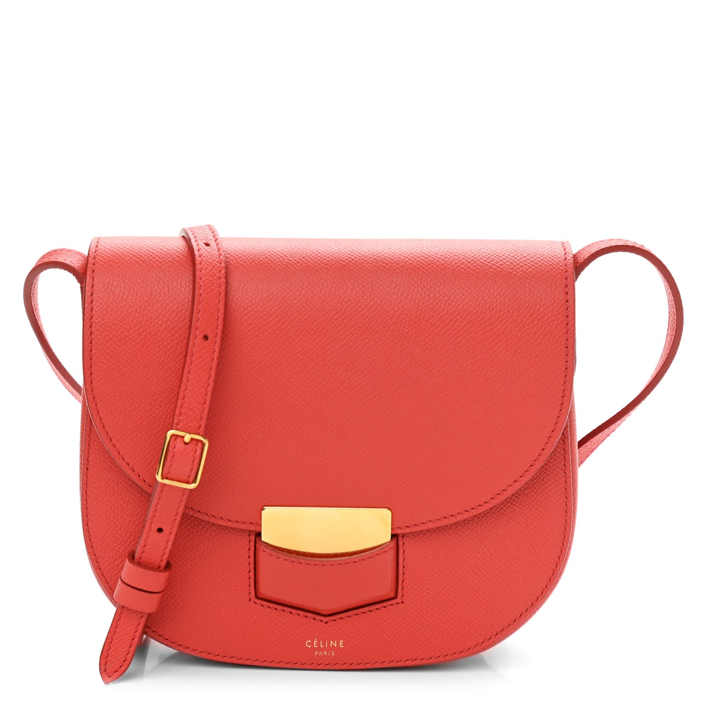 Grained Calfskin Small Trotteur Coquelicot