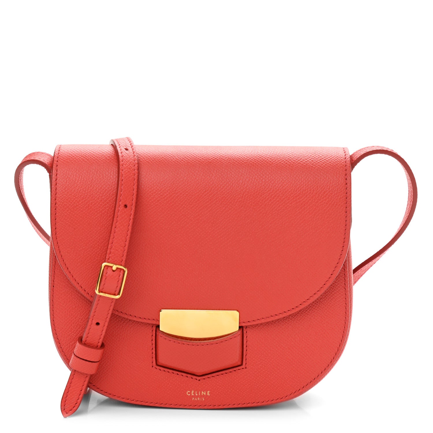 Celine Grained Calfskin Small Trotteur Coquelicot 1 of 10