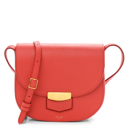 Celine Grained Calfskin Small Trotteur Coquelicot 1 of 10