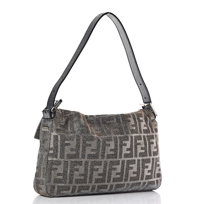 Fendi Metallic Lurex Zucca Vitello Baguette Oro Argento 3 of 10