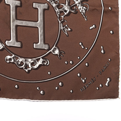 Hermes Silk Vif Argent Pocket Square Chocolate 2 of 6