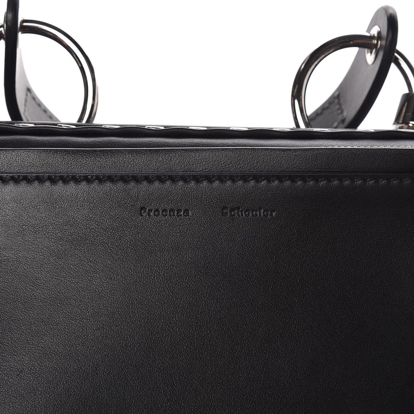 Calfskin Small Studded Hava Top Handle Bag Black