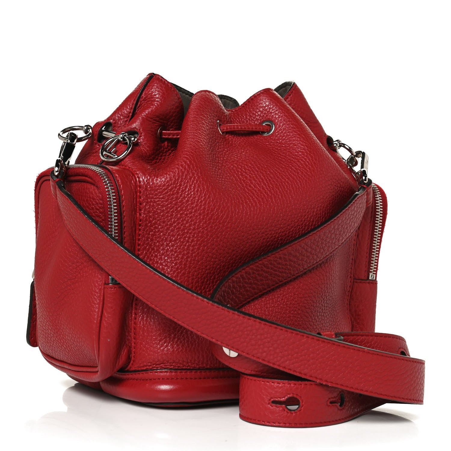 Fendi Cuoio Romano Selleria F is Fendi Grande Mon Tresor Pocket Bucket Bag Rosso 3 of 17