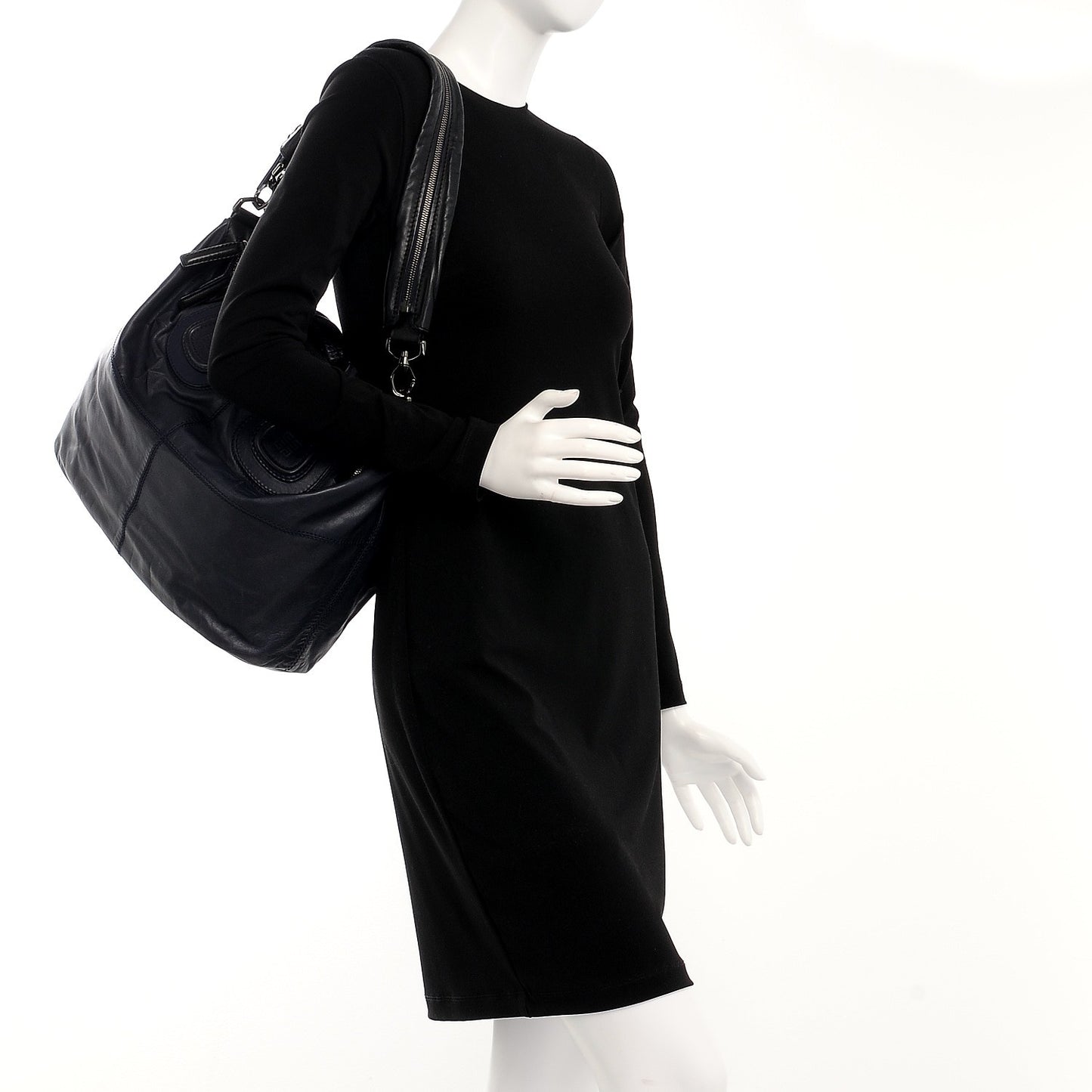 Calfskin Star Embossed Studded Medium Nightingale Navy