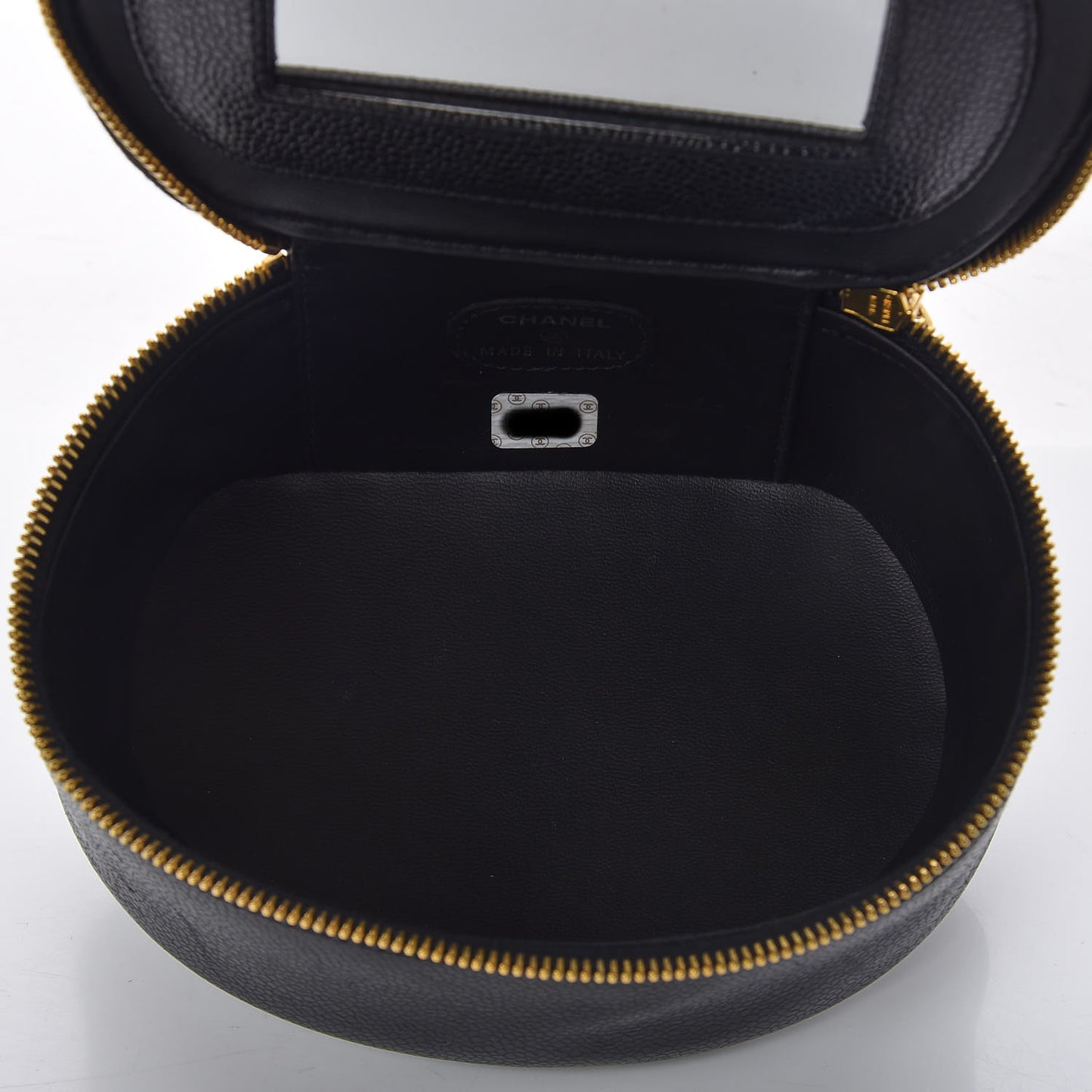Caviar Round Jewelry Travel Case Black