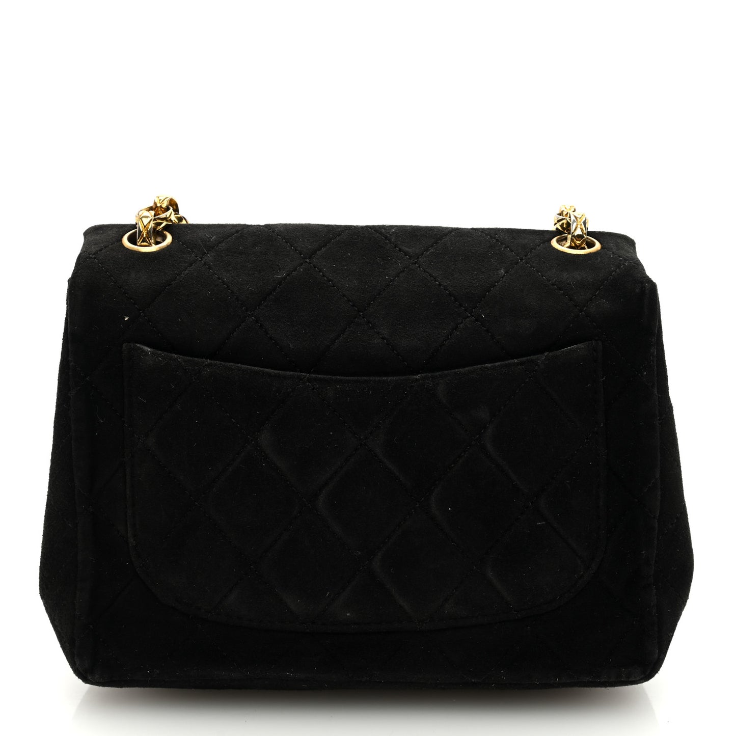 Suede Quilted Mini Square Flap Black