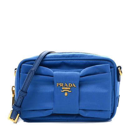 Prada Tessuto Nylon Bow Camera Bag Blue 1 of 10