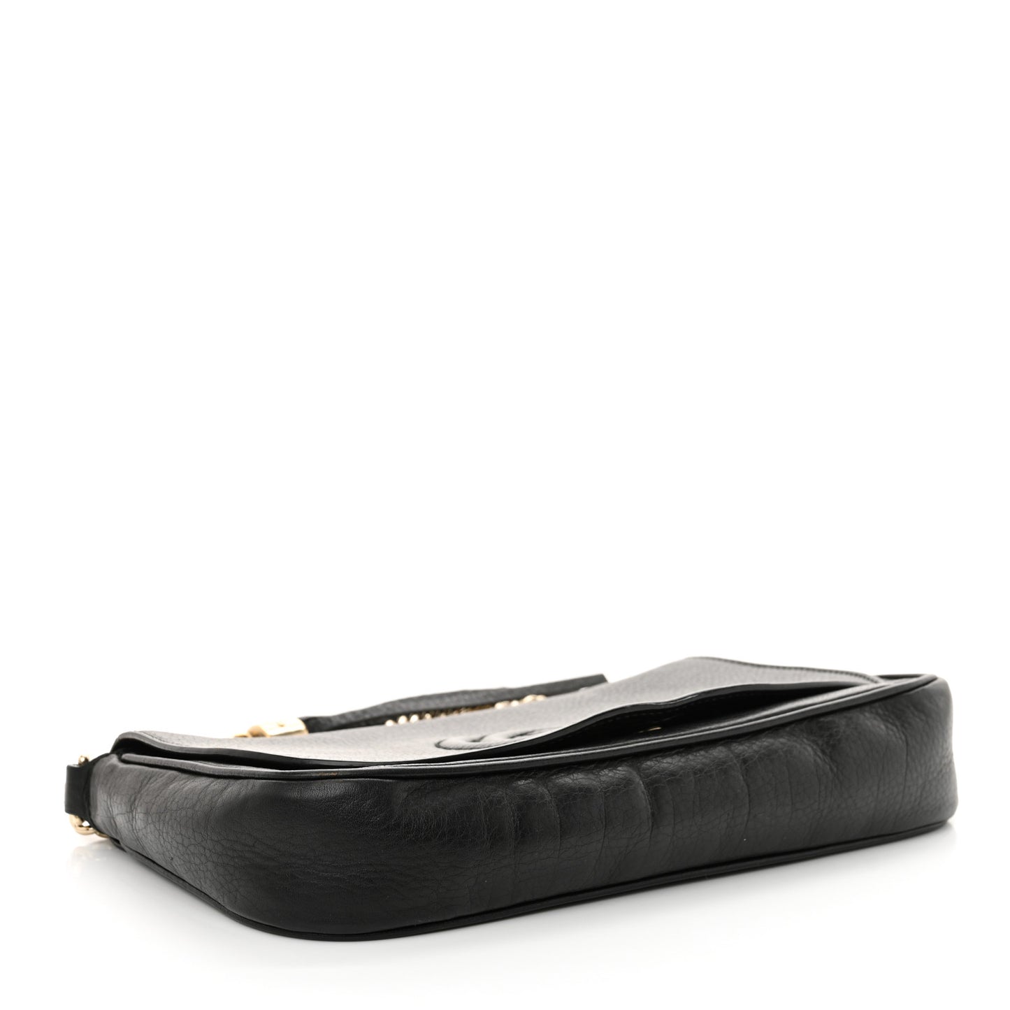 Pebbled Calfskin Medium Soho Flap Crossbody Black