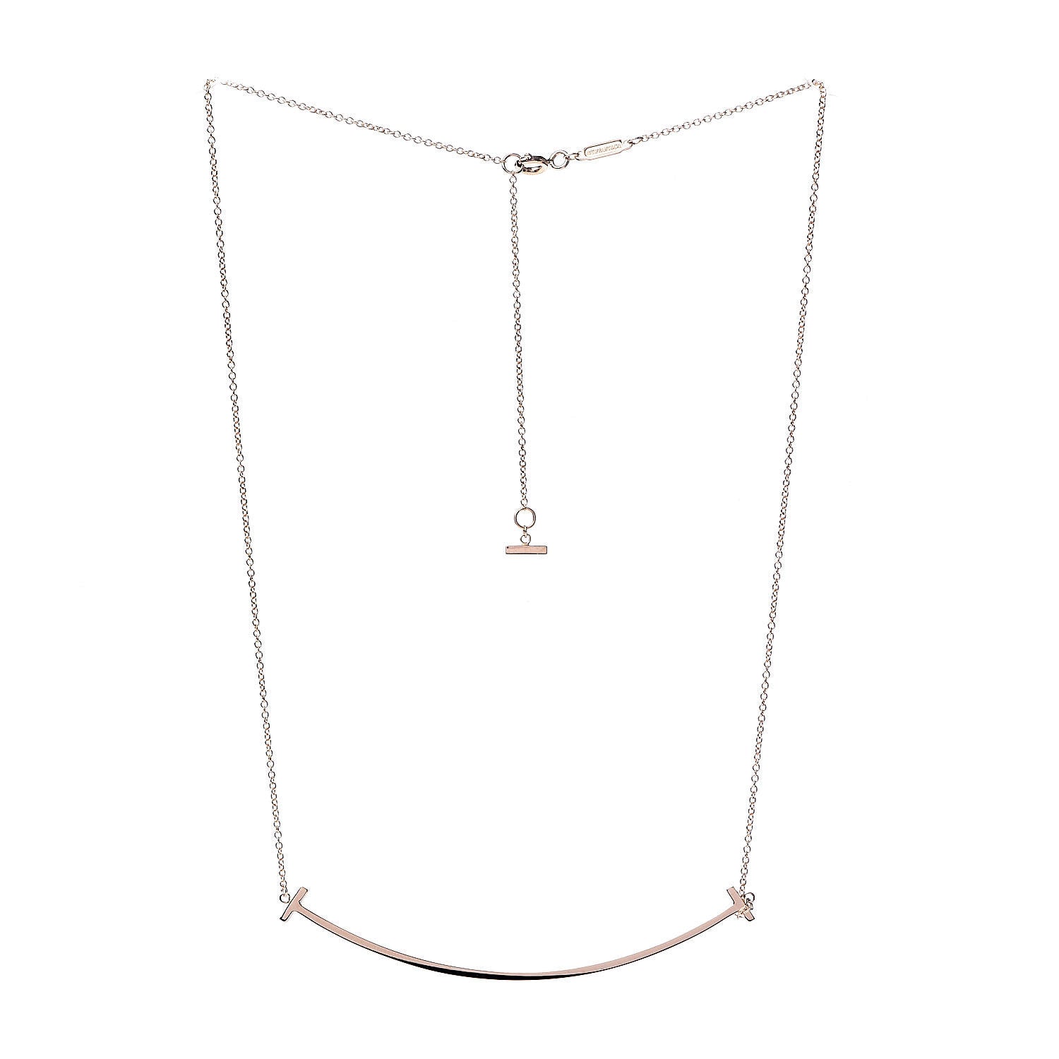 Tiffany 18K Rose Gold T Smile Pendant Necklace 3 of 6