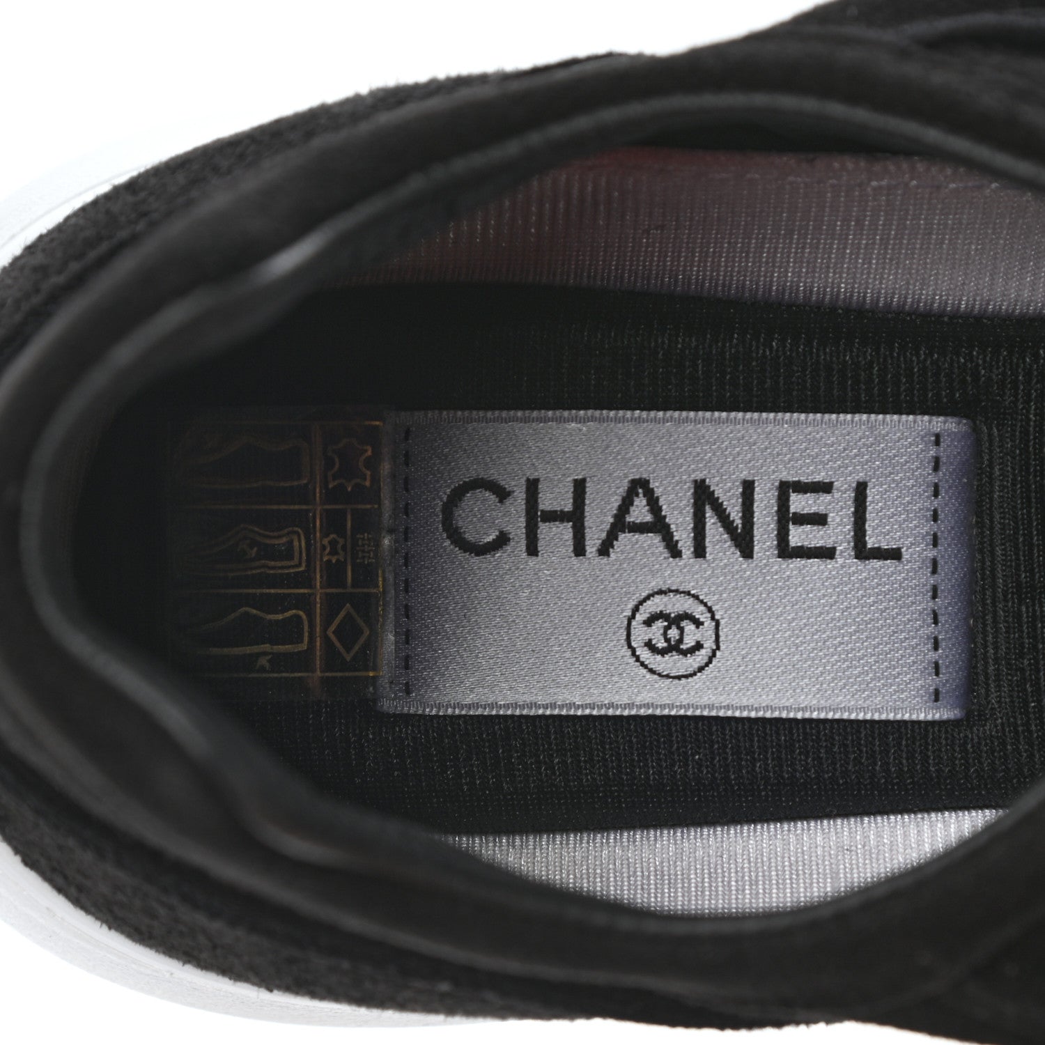 Chanel Suede Goatskin CC Sneakers 37.5 Black 7 of 8
