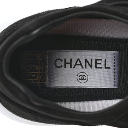 Chanel Suede Goatskin CC Sneakers 37.5 Black 7 of 8