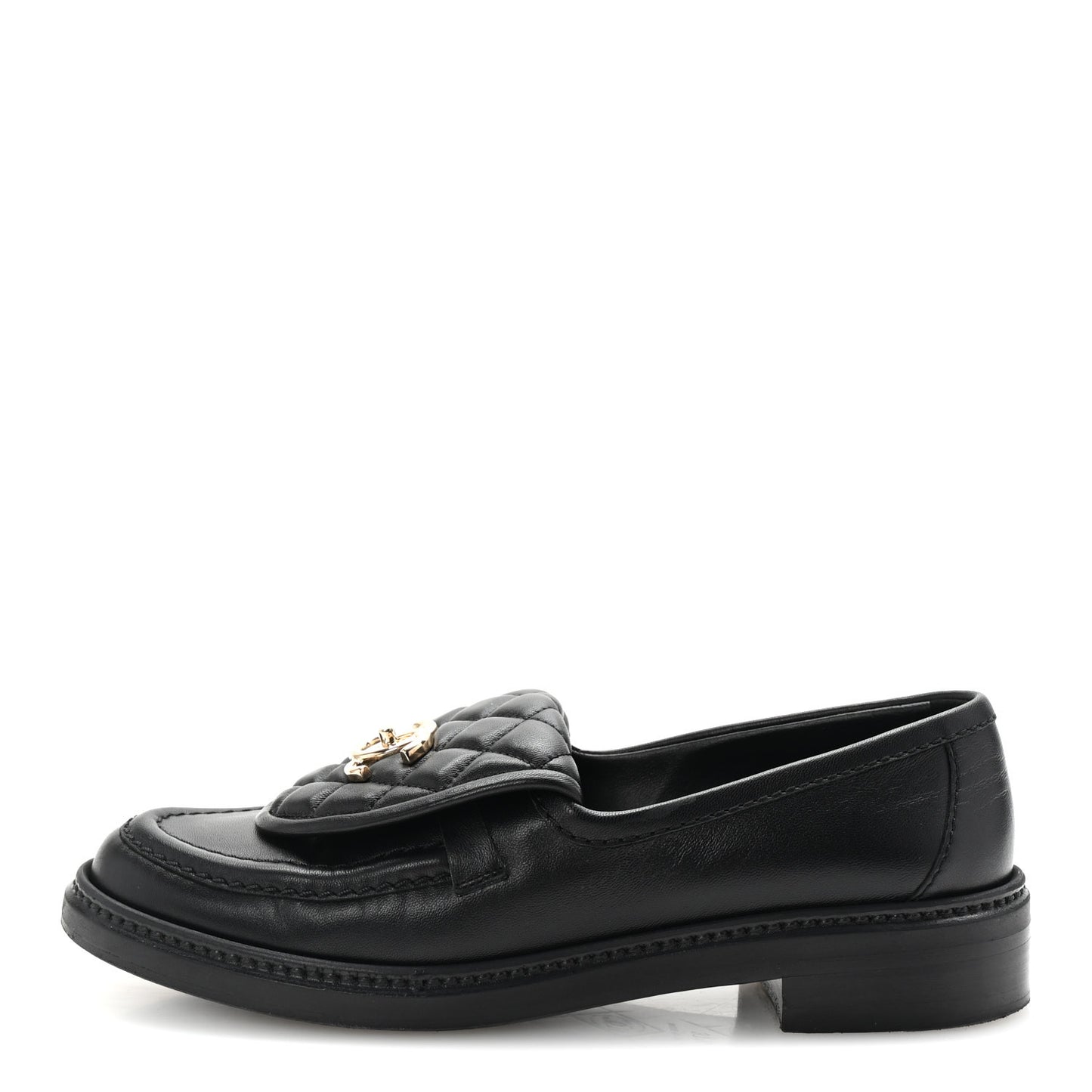 Lambskin Quilted CC Turnlock Loafers 37.5 Black