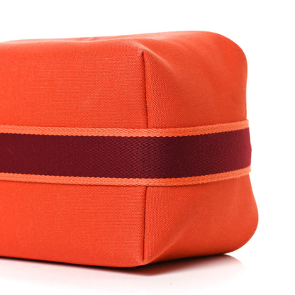 Hermes Canvas Large Bride-A-Brac Pouch Orange Feu Burgundy 10 of 11
