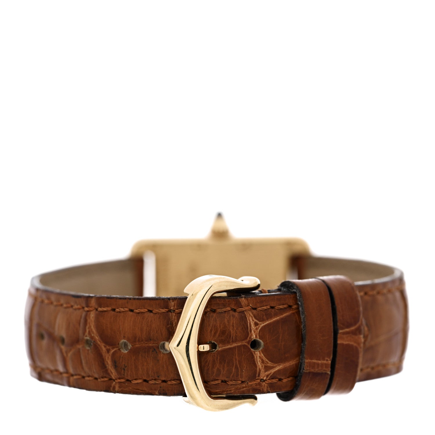 Cartier 18K Yellow Gold Alligator 22mm Tank Louis Quartz Watch Brown 3 of 4