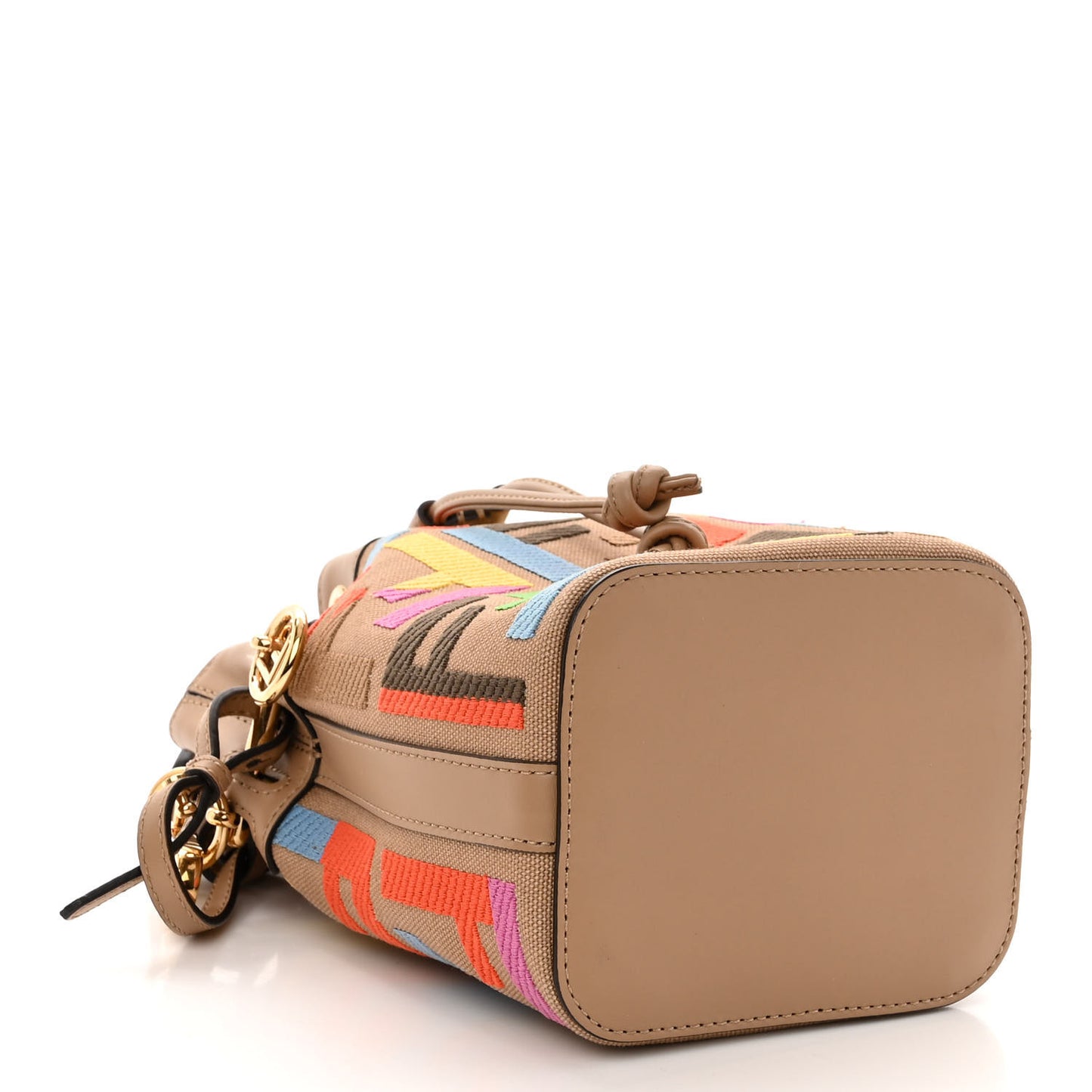 Canvas Vitello King F is Fendi FF Multicolor Embroidered Mini Mon Tresor Bucket Bag Multicolor Cuoio