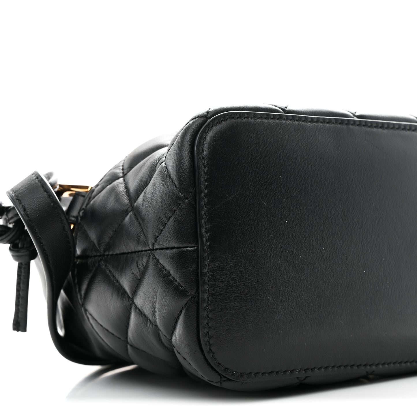 Nappa Quilted Medusa Bucket Bag Black