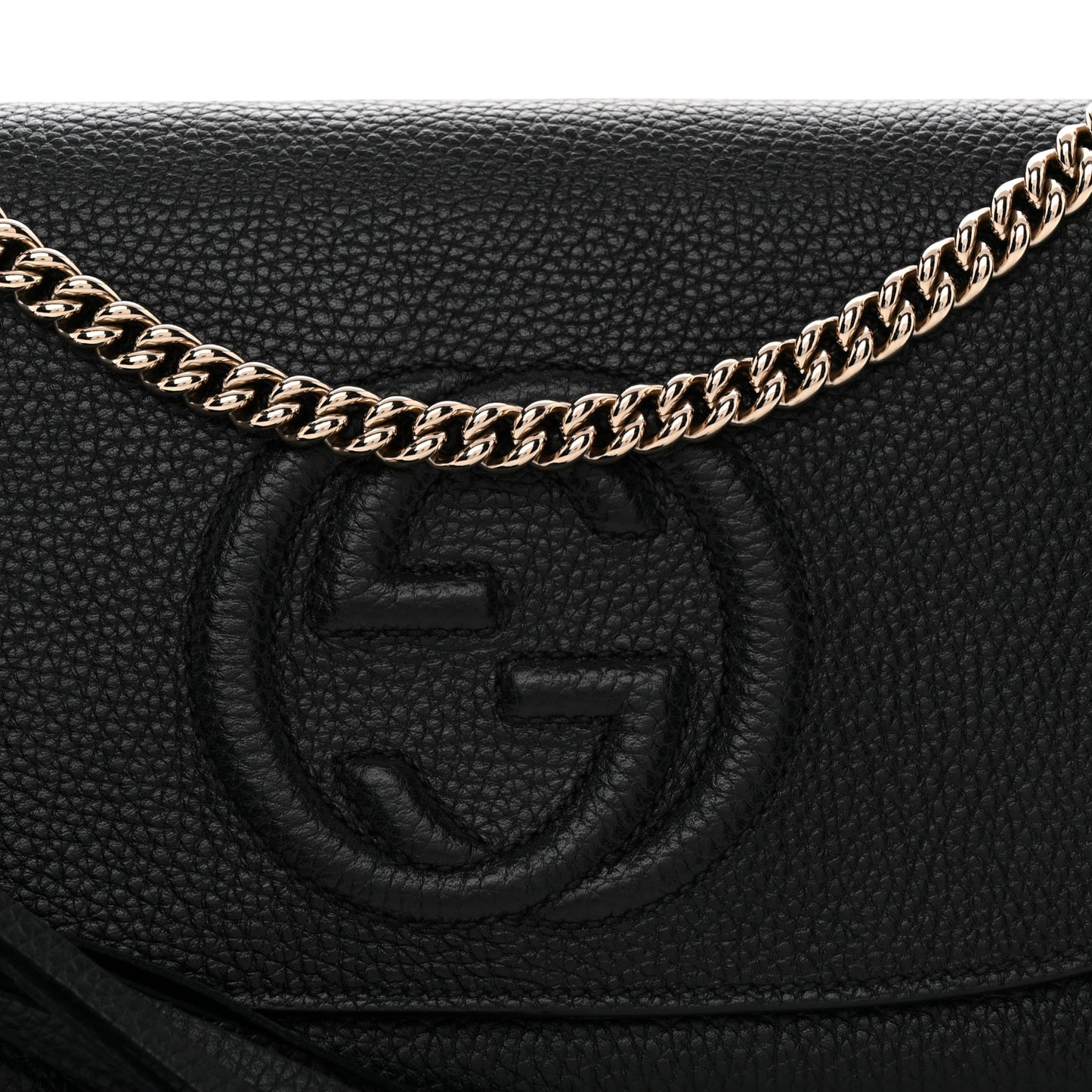 Pebbled Calfskin Medium Soho Flap Crossbody Black