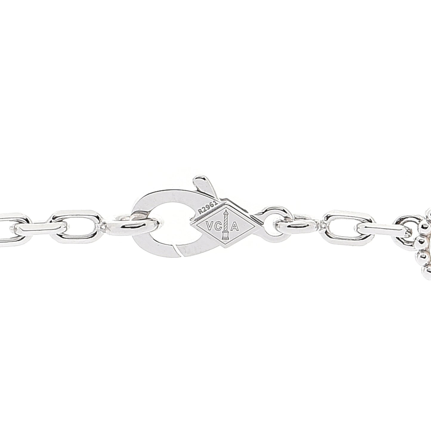 18K White Gold Mother of Pearl 10 Motifs Vintage Alhambra Necklace