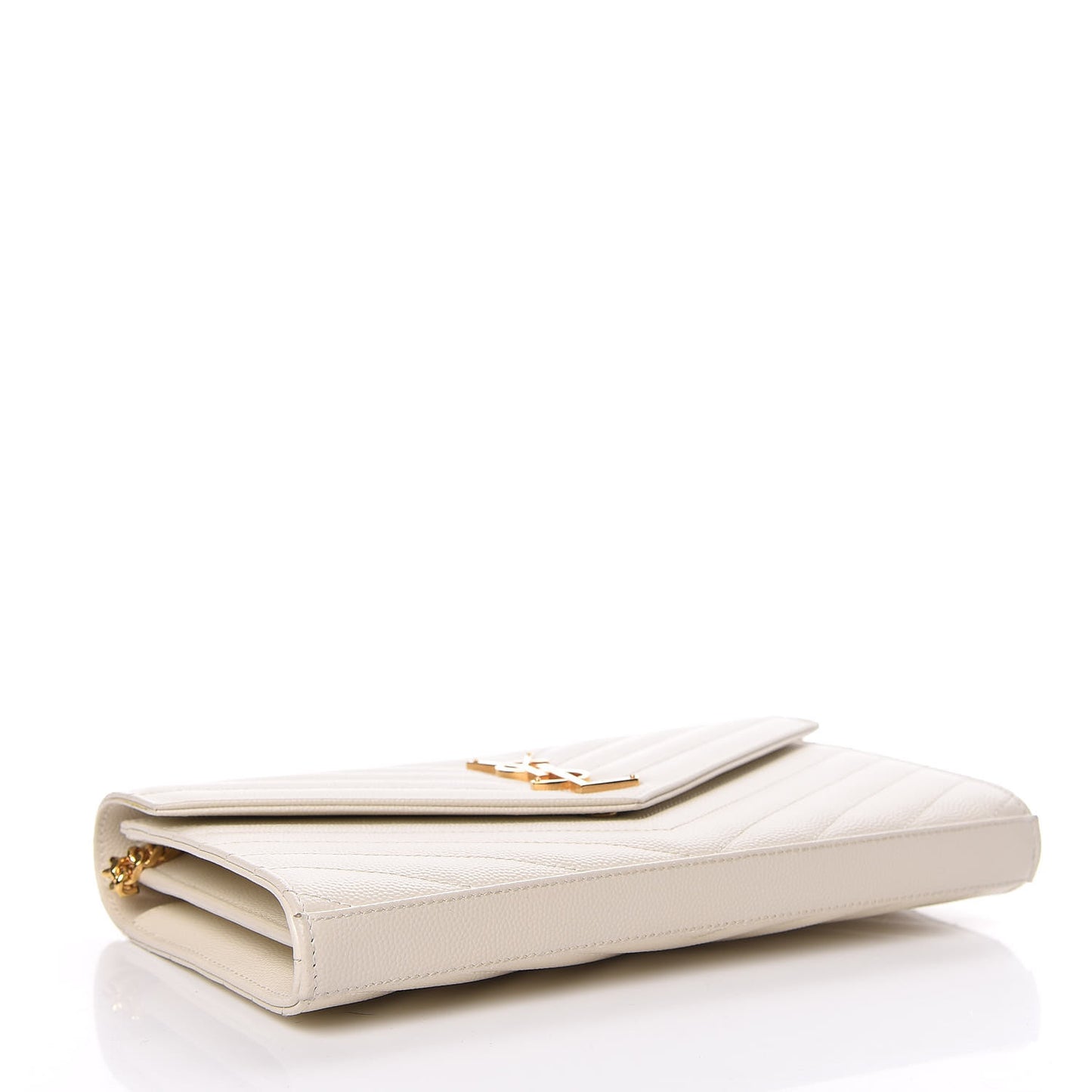 Grain De Poudre Matelasse Chevron Monogram Chain Wallet Porcellana
