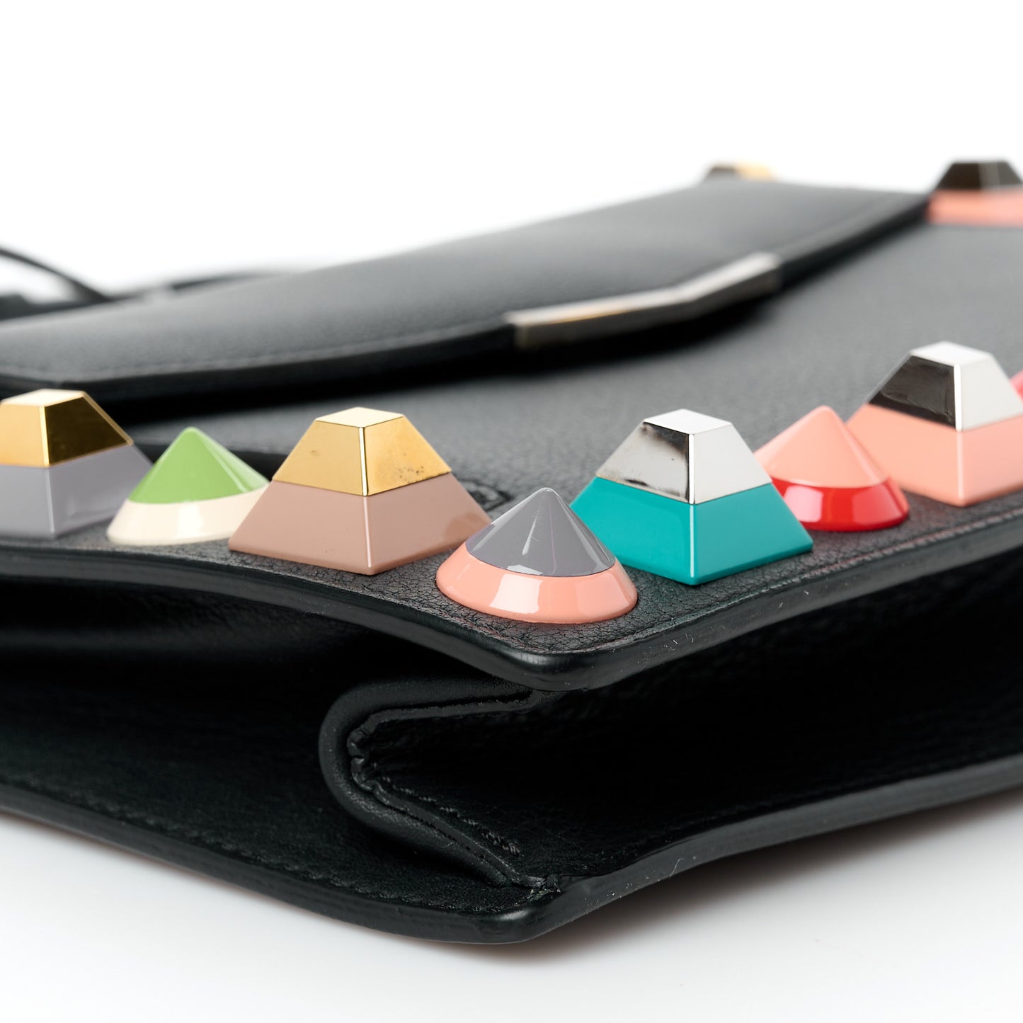 Vitello Dolce Studded Mini 2Jours Pouch Black Multicolor