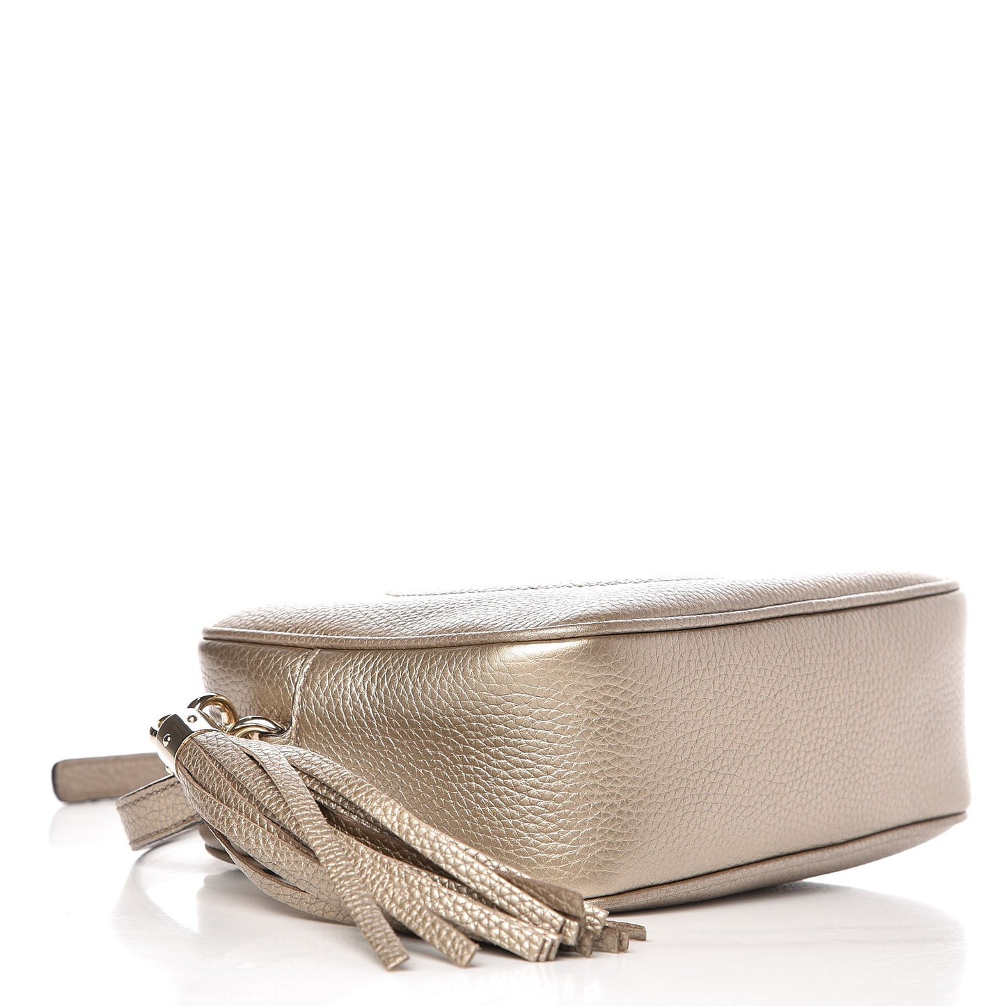 Metallic Pebbled Calfskin Small Soho Disco Bag Golden Beige