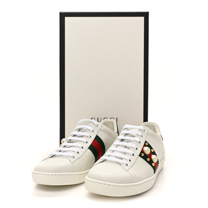 Gucci Calfskin Web Pearl Studded Womens Ace Sneakers 36 White 10 of 10