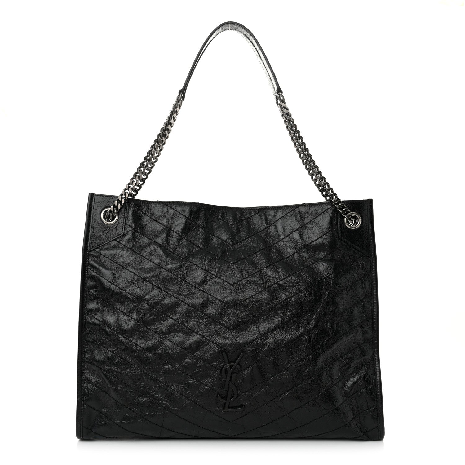 Saint Laurent Crinkled Calfskin Matelasse Monogram Large Niki Shopper Tote Black 1 of 10