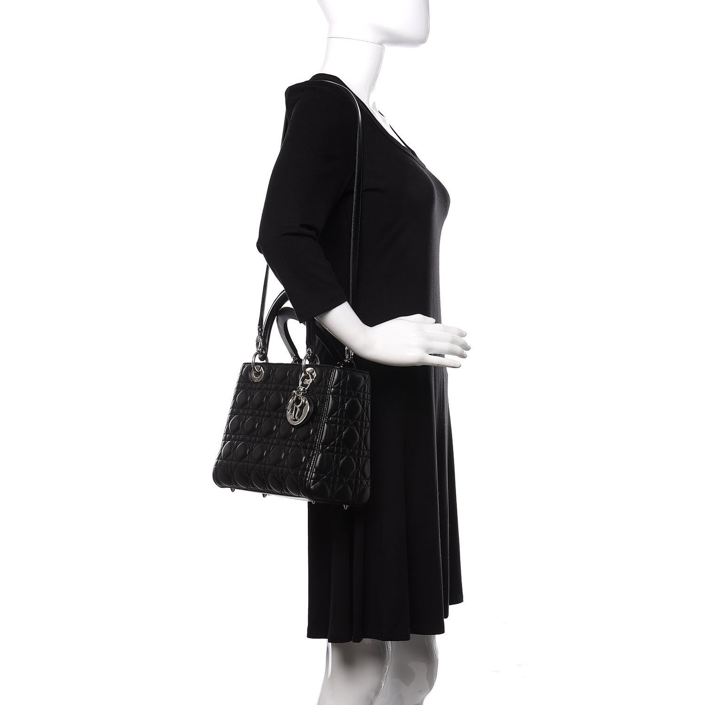 Lambskin Cannage Medium Lady Dior Black