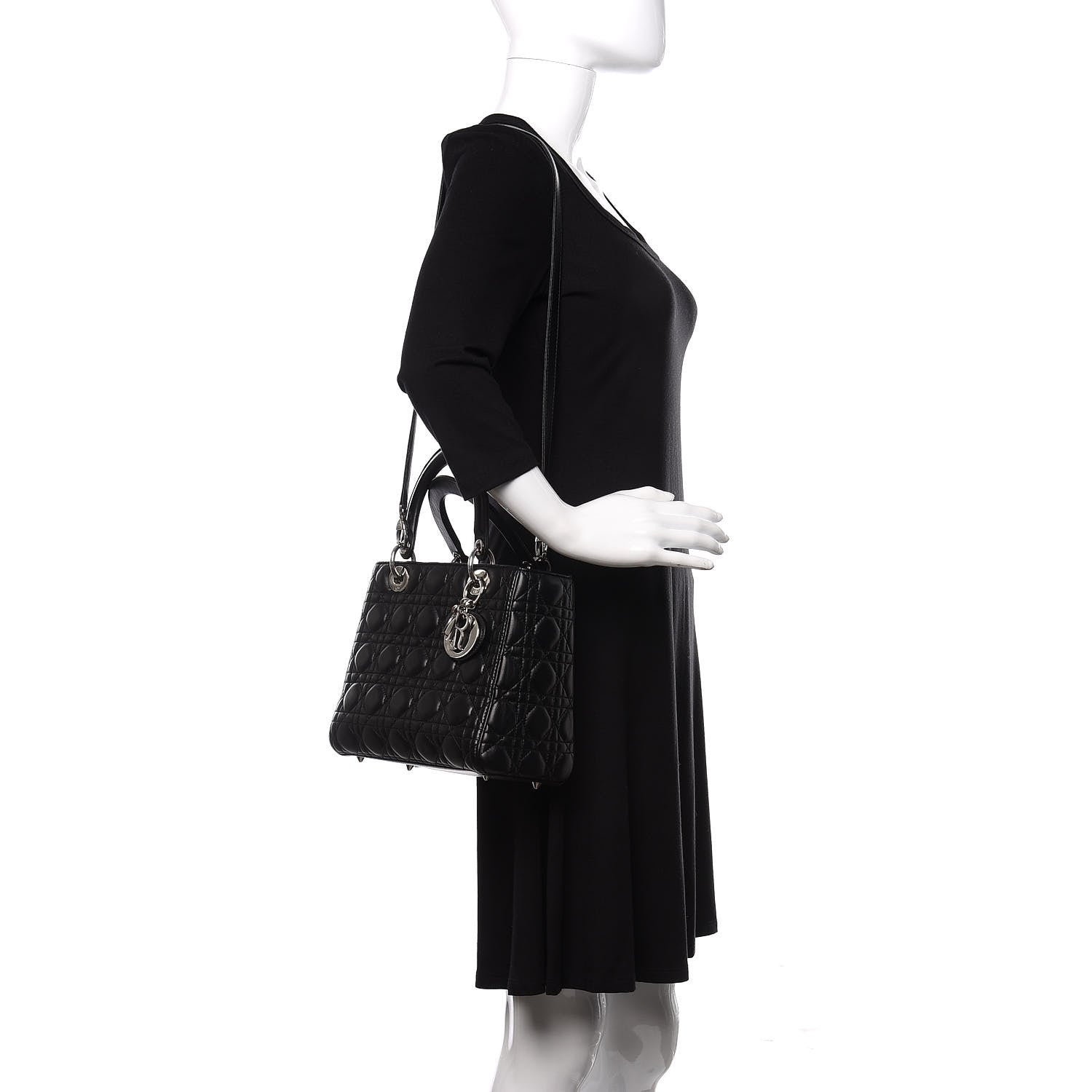 Christian Dior Lambskin Cannage Medium Lady Dior Black 1 of 11