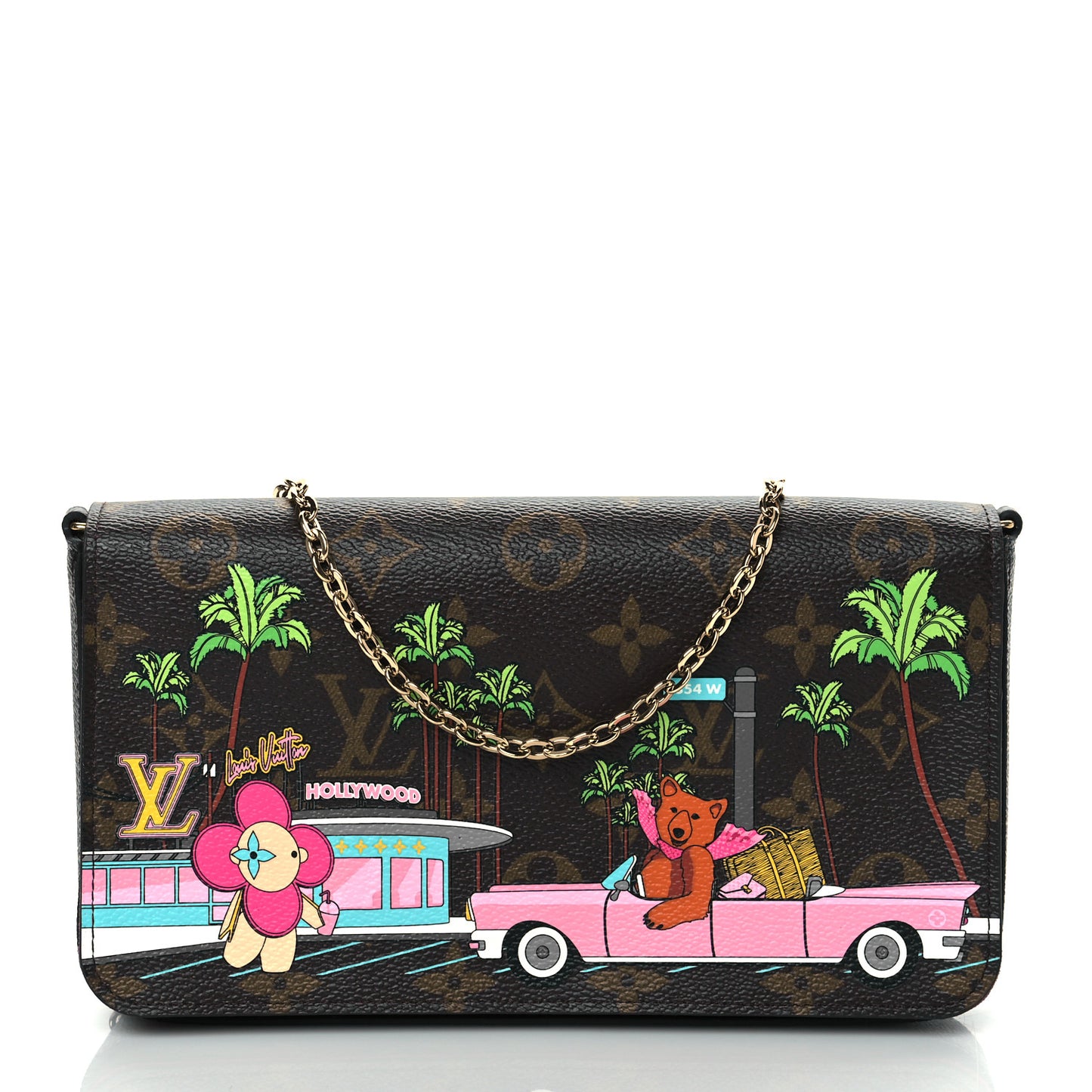 Monogram 2021 Christmas Animation Hollywood Pochette Felicie Chain Wallet Fuchsia