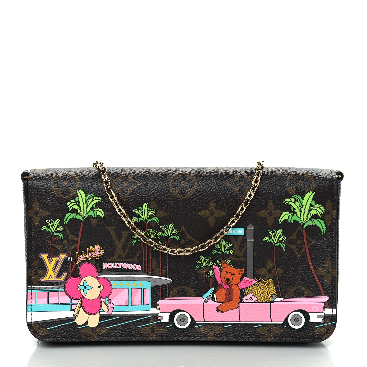 Louis Vuitton Monogram 2021 Christmas Animation Hollywood Pochette Felicie Chain Wallet Fuchsia 2 of 9