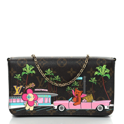 Louis Vuitton Monogram 2021 Christmas Animation Hollywood Pochette Felicie Chain Wallet Fuchsia 2 of 9