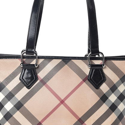 Burberry Patent Trim Nova Check Shopper Tote Black 7 of 11