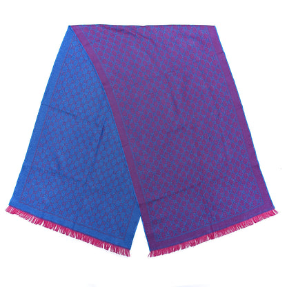 Gucci Wool Lame Jacquard GG Monogram Stenlux Scarf Fuxia Sky Blue 3 of 4