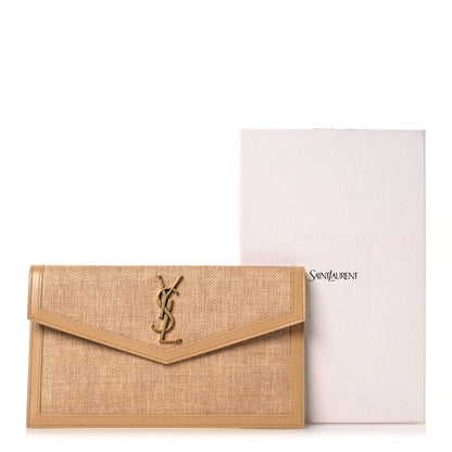 Saint Laurent Micro Raffia Uptown Pouch Natural Hay Blush 8 of 8